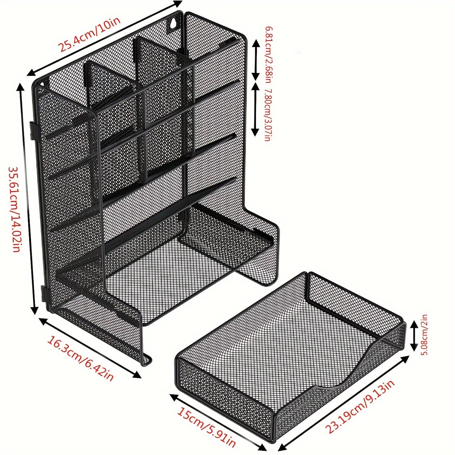 Desk Pen Organizer with Drawer Wall Mount Holder