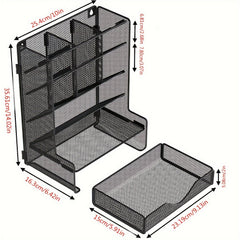 Desk Pen Organizer with Drawer Wall Mount Holder