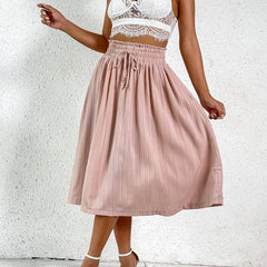 Drawstring Ruched Skirts Pleated Midi Skirts