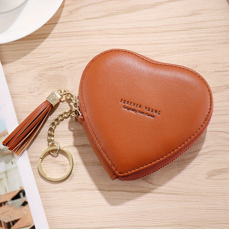 Heart Coin Purse Keychain Letter Charm Key Ring Bag Car Charm Earphone Accessory