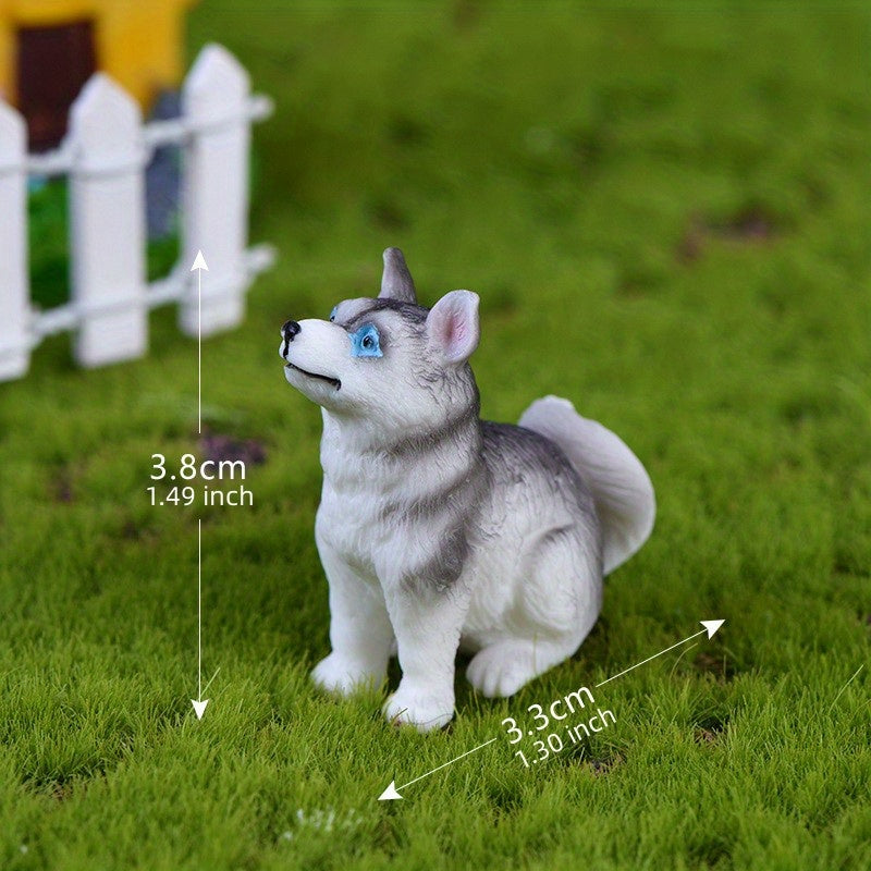 Husky Statue Micro Landscape Decoration - Small Dog Animal DIY Bonsai Accessorie