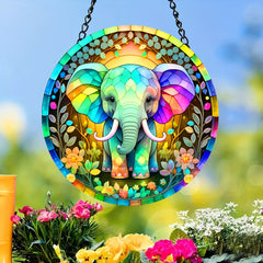 3D Elephant Stained Glass Ornament - Home Decor Gift