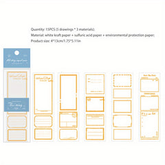 15pcs Old Things Series Bronzing Label Journal Diary Decoration