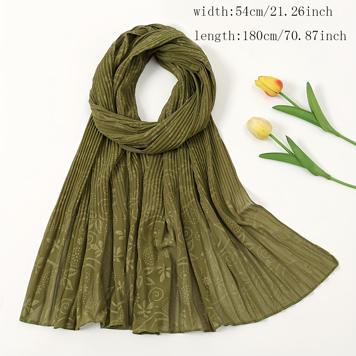 Paisley Embossed Chiffon Scarf Vintage Solid Shawl Casual Hijab