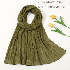 Paisley Embossed Chiffon Scarf Vintage Solid Shawl Casual Hijab