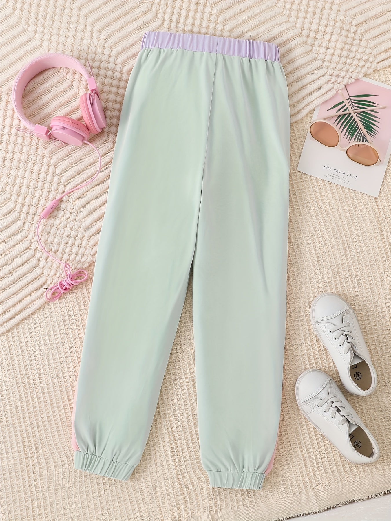 Toddler Girls Block Sweatpants Elastic Waist Casual Sport Jogger Pants
