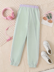 Toddler Girls Block Sweatpants Elastic Waist Casual Sport Jogger Pants