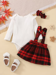 Baby Girls Long Sleeve Suspender Skirt Set