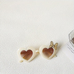 Girls Heart Frame Bowknot Decor Sunglasses UV Protection