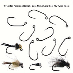 50pcs 60° Barbless Jig Hook High Carbon Steel Hooks For Perdigon Nymph Fly Tyin