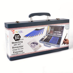 60pcs Wooden Box Sketching Pencil Set Art Drawing Sketching Charcoal Drawing Set