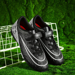 Boy's Turf Football Boots Hook Loop Fastener Outdoor TF Soccer Cleats