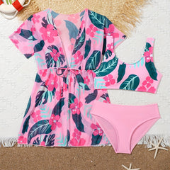 Girls Sweet 3pcs Swimsuits Set For Summer Beach