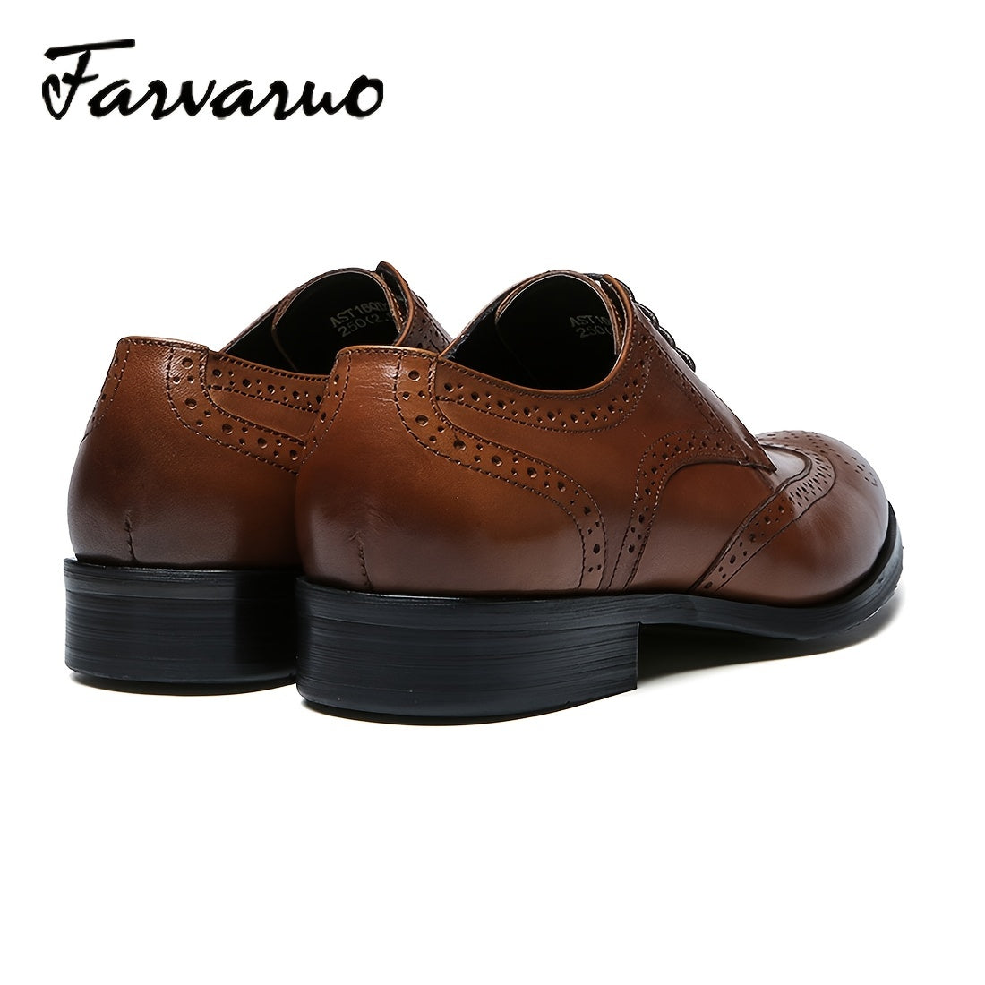 FARWARWO Men's Leather Wing tip Brogue Pointed Toe Derby Shoes