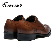 FARWARWO Men's Leather Wing tip Brogue Pointed Toe Derby Shoes