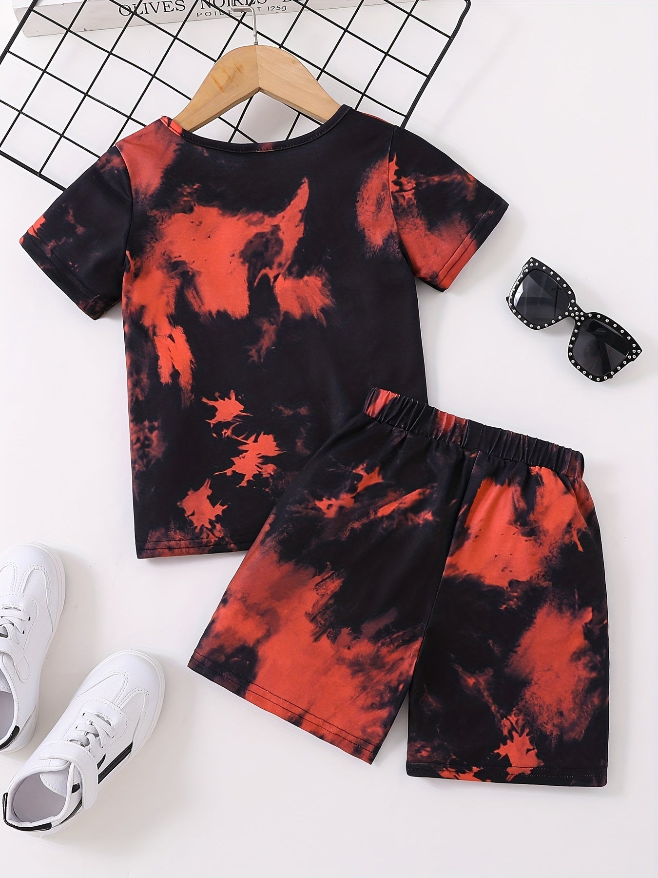 Tie Dye Set T Shirt & Shorts Set Casual Outfit For Boys
