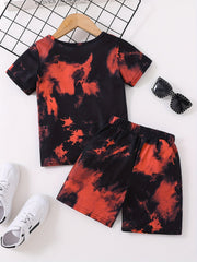 Tie Dye Set T Shirt & Shorts Set Casual Outfit For Boys