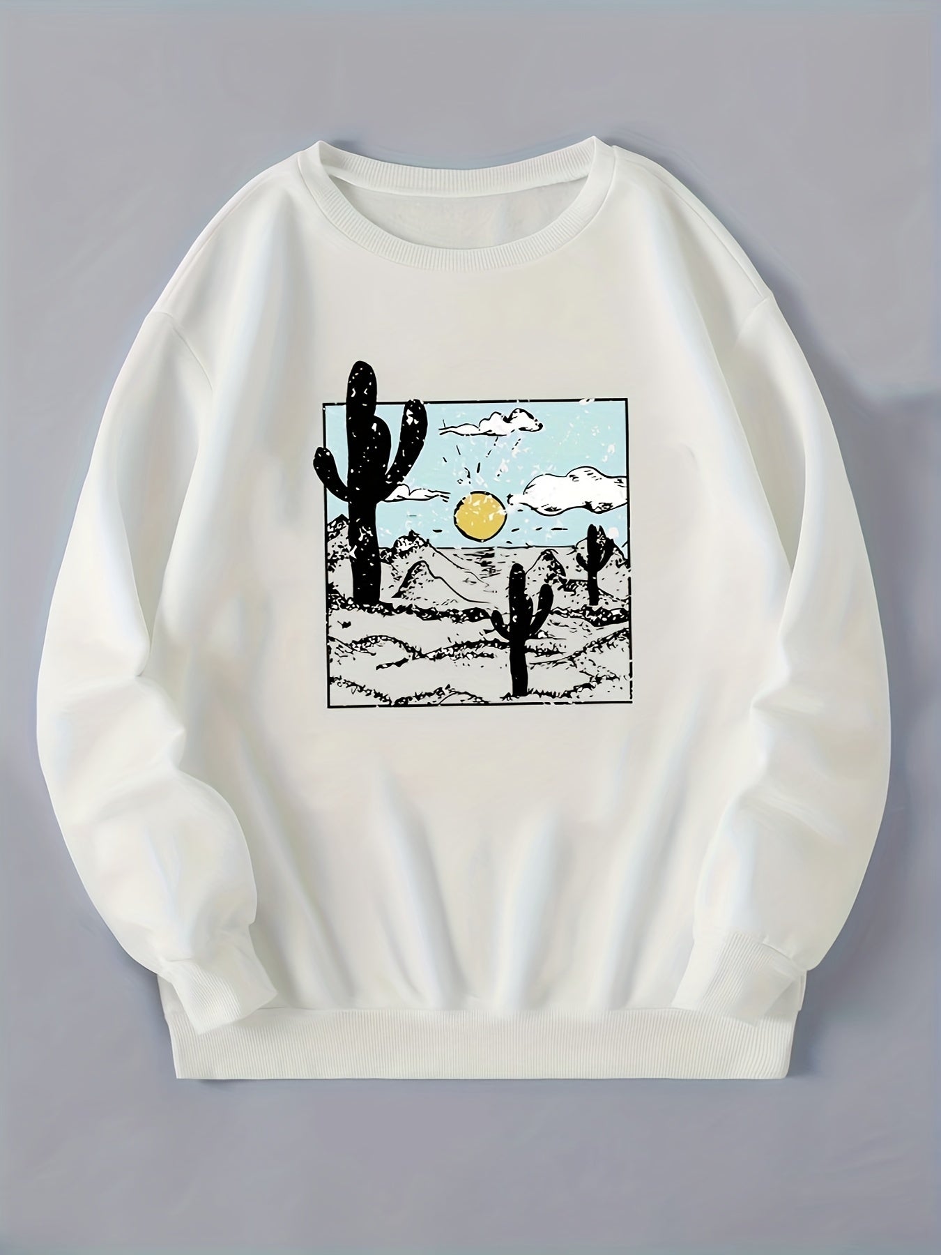 Graphic Print Crew Neck Sweatshirt for Women