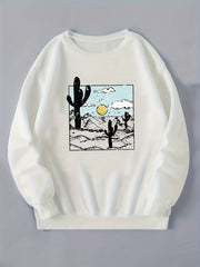 Graphic Print Crew Neck Sweatshirt for Women