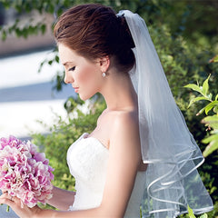 Ribbon Edge Head Veil Bridal Veil Wedding Accessories