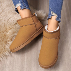 Women's Velvet Snow Boots Slip On Round Toe Thermal Lined Winter Shoes