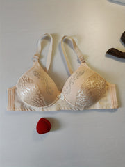 Contrast Lace Push Up Bra with Rhinestone Decor