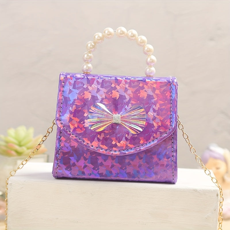 Glitter Bow Decor Coin Purse Crossbody Bag