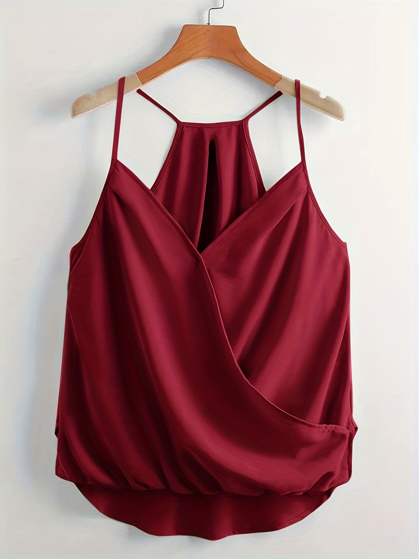 V Neck Wrap Cami Top Solid Spaghetti Strap Sexy Top