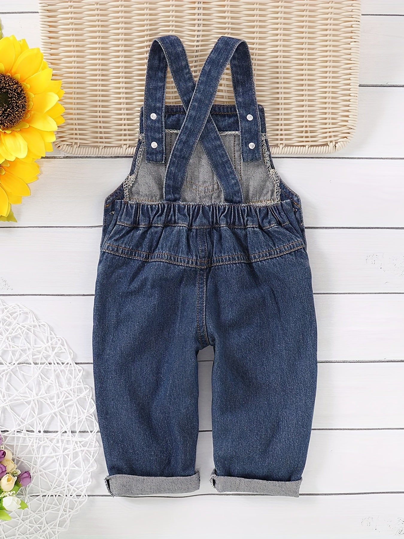 Baby Girls Sunflower Pattern Denim Overalls