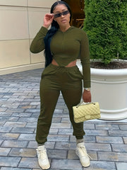 Casual Two-piece Set Zip Hoodie & Jogger Pants Outfit Women's Clothes