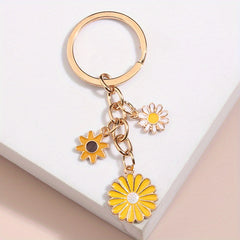 Cartoon Daisy Flower Keychain Key Ring Bag Charm Accessory Girls Gift