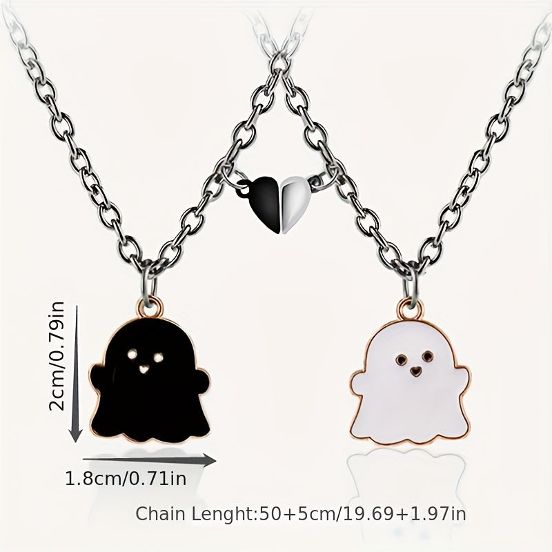 8pcs Magnetic Skull Pumpkin Ghost Pendant Necklace Set Halloween Jewelry