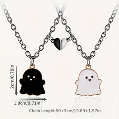 8pcs Magnetic Skull Pumpkin Ghost Pendant Necklace Set Halloween Jewelry