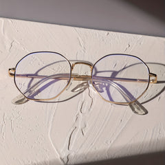 Men's Metal Frame Flat Mirror Glasses