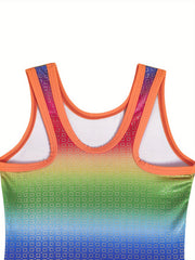 Rainbow Striped Gymnastics Romper Jumpsuit