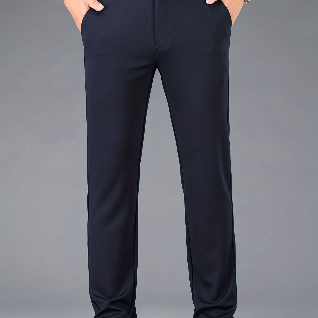 Men's Classic Solid Stretch Dress Pants for Business