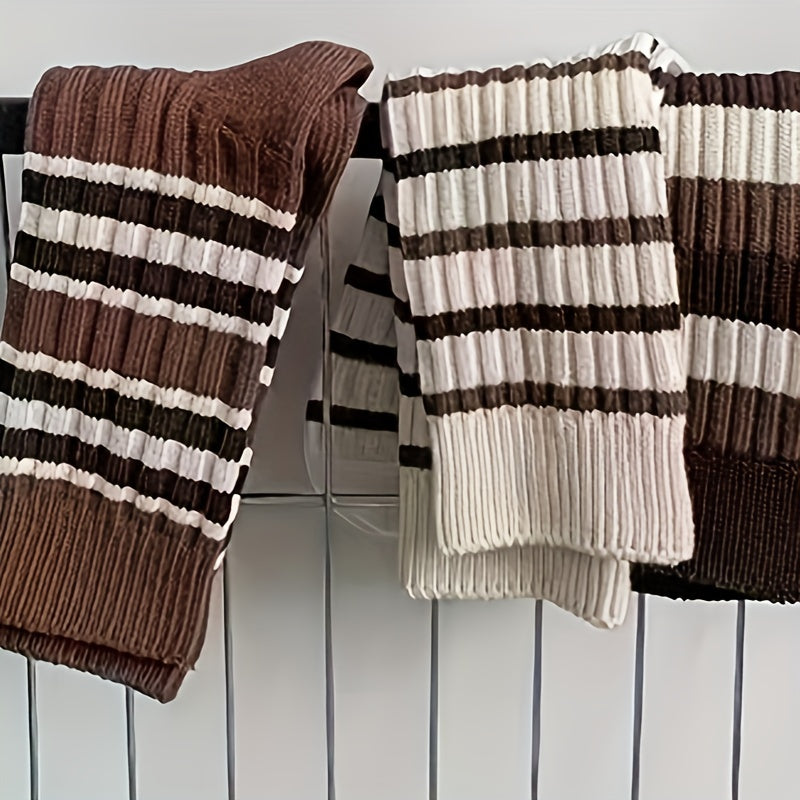 5 Pairs Striped Crew Socks Breathable Sports Stockings