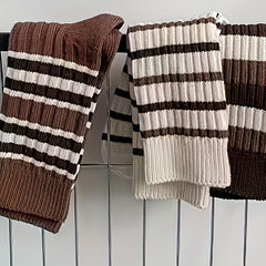 5 Pairs Striped Crew Socks Breathable Sports Stockings