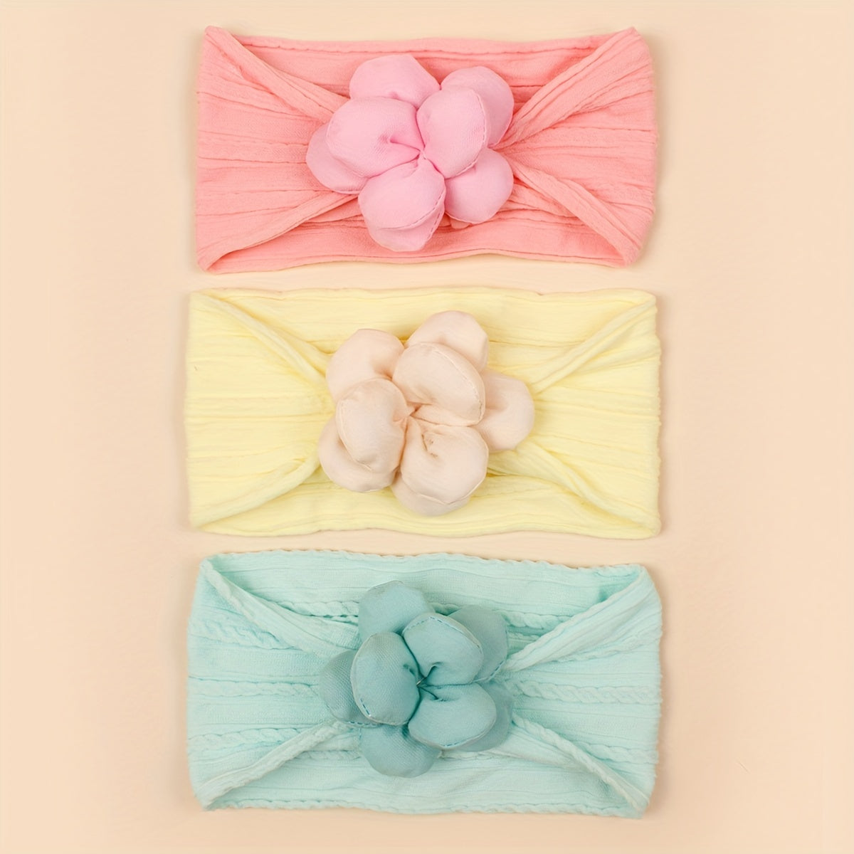 3pcs Flower Jacquard Headband for Baby Girls