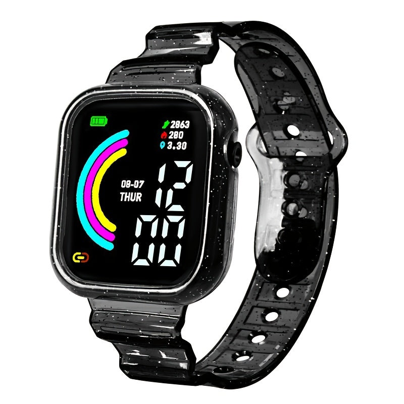 Large Screen Rainbow LED Square Electronic Watch For Students