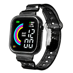 Large Screen Rainbow LED Square Electronic Watch For Students