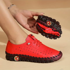 Women's Hollow Out Lace Up Flat Shoes Breathable Low Top Solid Sneakers