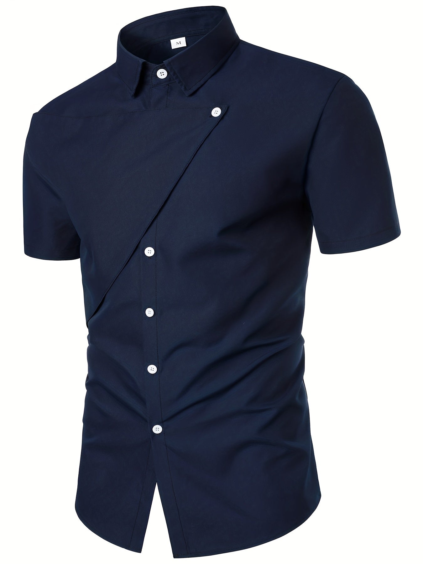 Men's Short Sleeve Asymmetric Shirt for Business and Party Wear