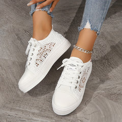 Women's Breathable Mesh Sneakers Casual Lace Up Low Top Shoes