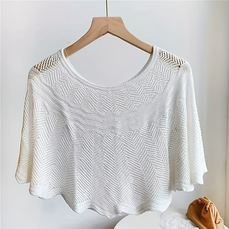 Knitted Shawl Wavy Edge Solid Wrap Cape
