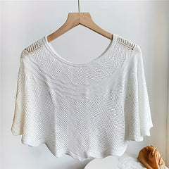 Knitted Shawl Wavy Edge Solid Wrap Cape