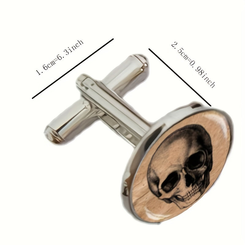 Antique Anatomy Skull Cufflinks Gothic Skeleton Jewelry