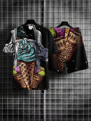 Men's Astronaut & Ice Cream Graphic T-shirt & Shorts Set