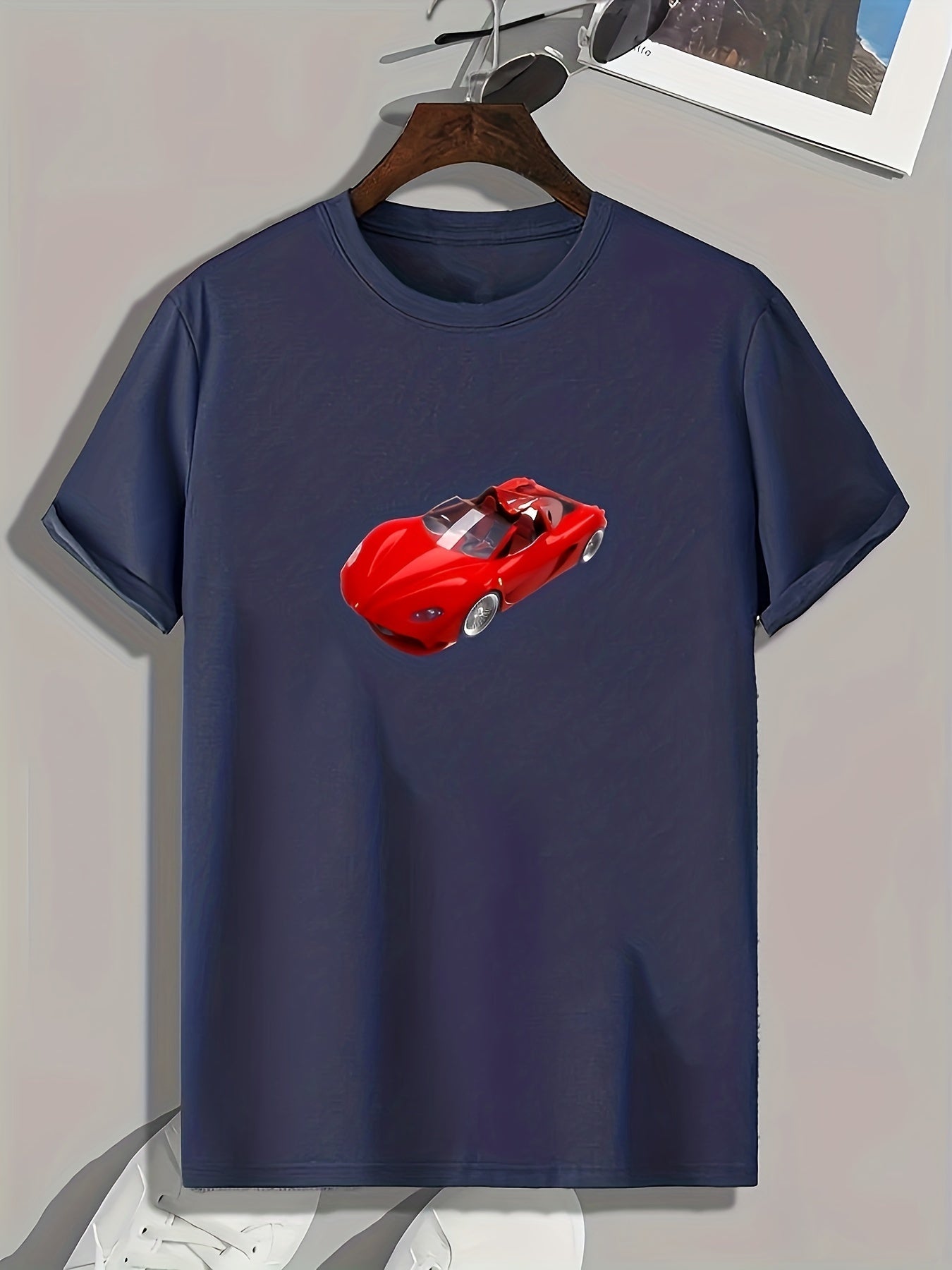 Sports Car Print Men's Graphic Tee Casual Comfy T-shirt