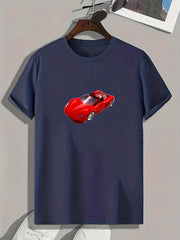 Sports Car Print Men's Graphic Tee Casual Comfy T-shirt